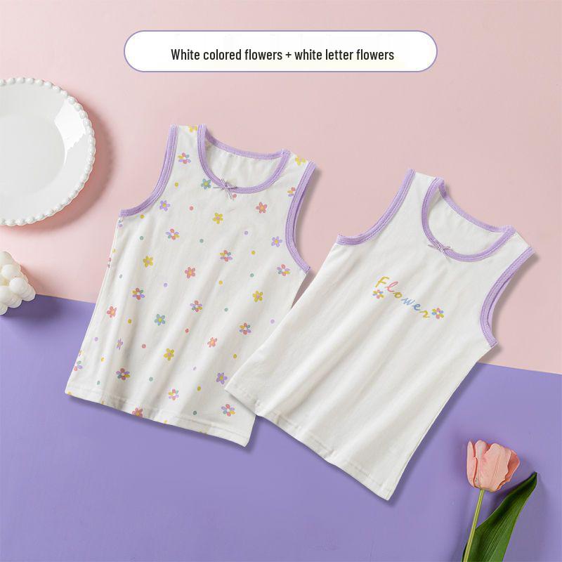 Class A Girls' Floral Cotton Tank Top for Ages 6-12 - Available In Medium & Large Sizes