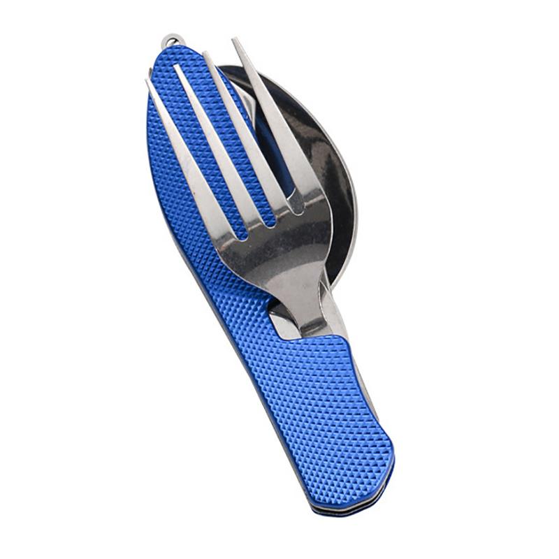 

4 в 1 столовые приборы Складная вилка ложка нож из нержавеющей стали открывалка для бутылок Портативная посуда для пикника кемпинга походов путешествий