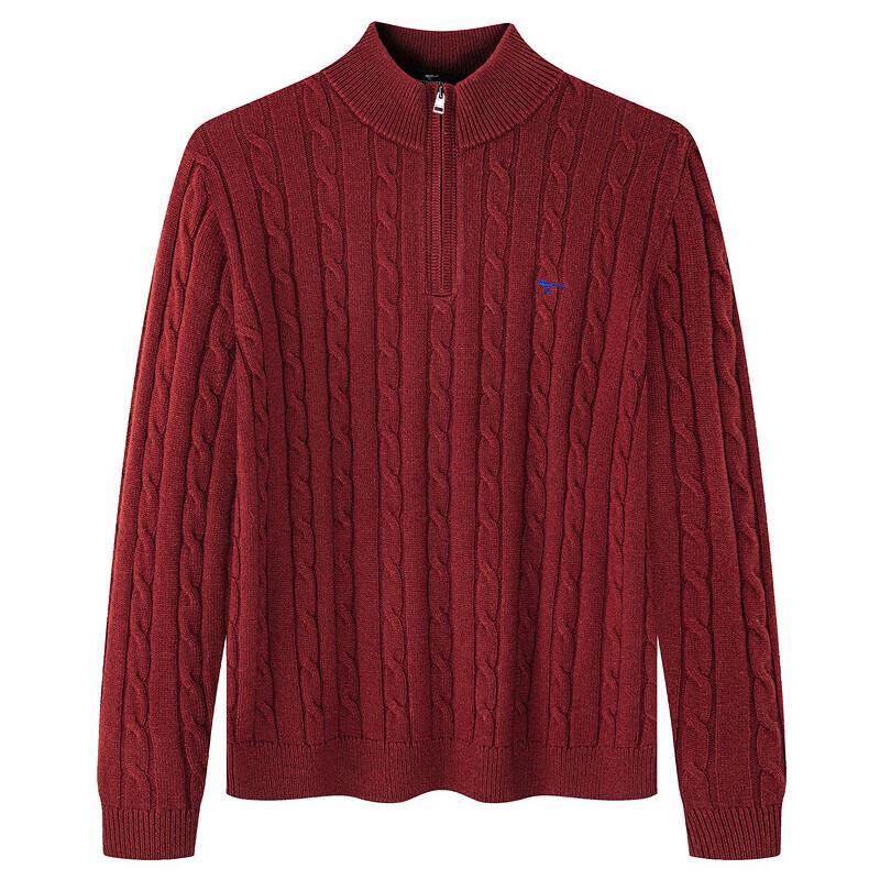 SEPTWOLVES Men's Warm Cable Knit Mid-High Collar Sweater