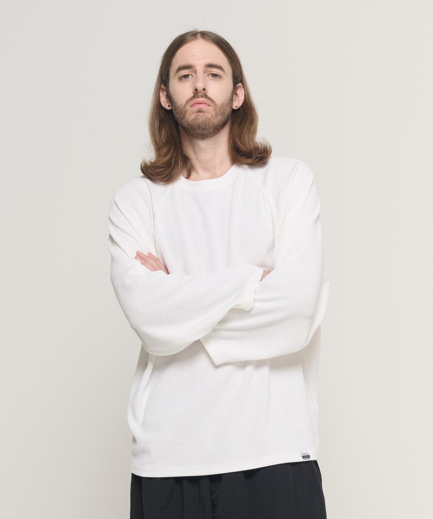 CARGOBROS Soft Raglan Layered Long Sleeve Knit (White)