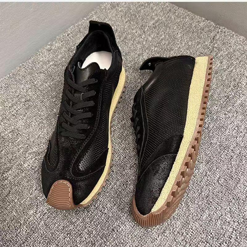 

Мужская повседневная обувь из натуральной кожи, мужские кроссовки на платформе, новая обувь на мягкой подошве, износостойкая модная мужская обувь в стиле ретро, ​​Zapatillas 43 чёрный