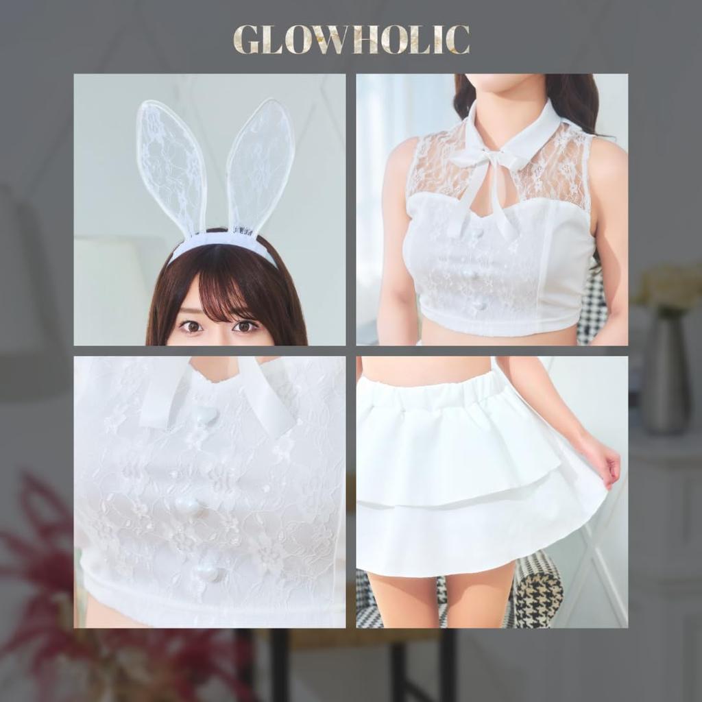 GLOWHOLIC Cosplay Halloween Weiß Separat Bunny Weiß [Klarer Stein] Damen