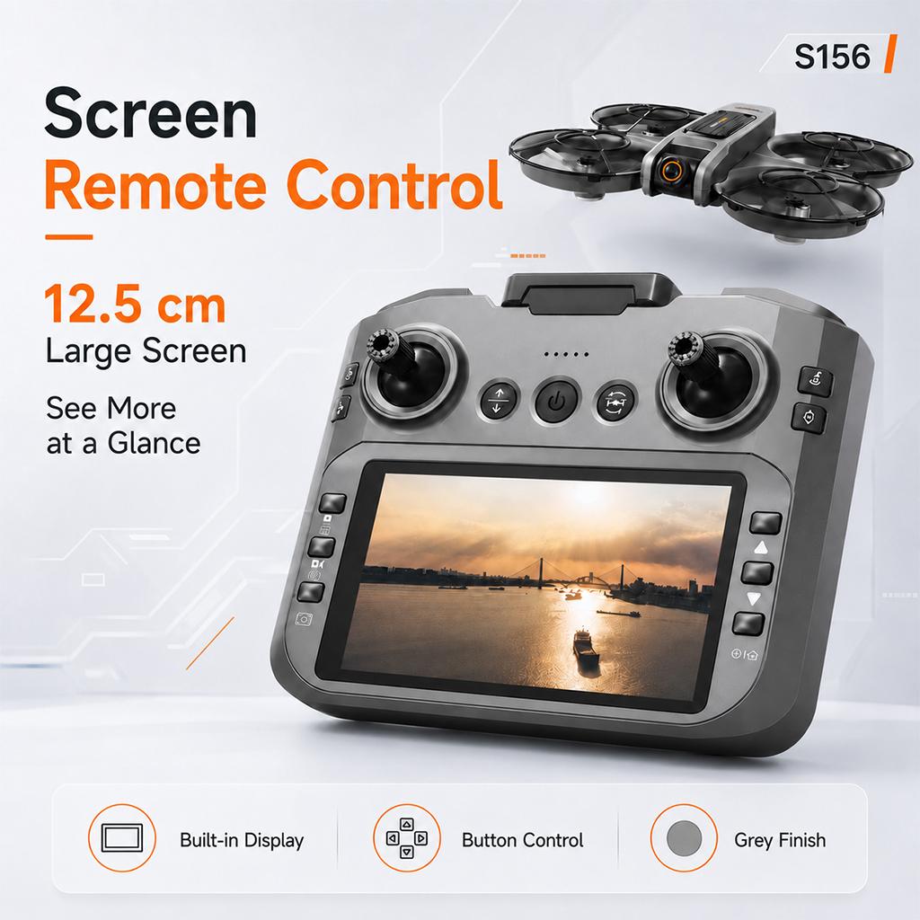 S156 Remote Control Drone 8K Dual Camera Foldable Quadcopter with 5.9inch Screen Remote Brushless Motor Optical Flow Hovering 360° Protection WiFi FPV