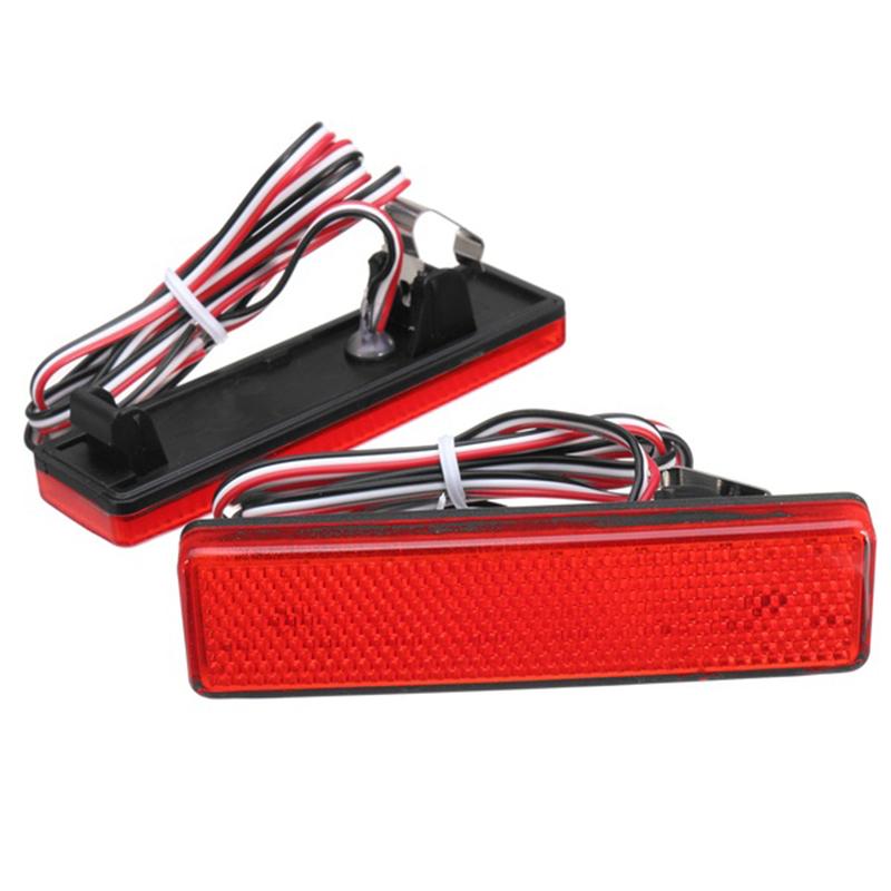 Authentic 2X Red Car Rear Bumper Reflector Signal LED Tail Stop Brake Light For Vauxhall Opel Vivaro Movano