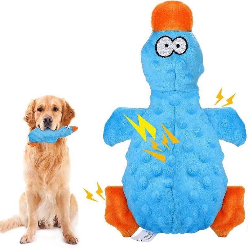 Duck Dog Toys, Blue Squeaky Dog Toys Interactive Dog Toy Durable Dog Chew Toys Dog Soft Toy with Crinkle Paper