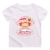 Cute Strawberry Shortcake T-Shirt for Children Retro Cartoon Print Tees Cotton 100% Short Sleeved Casual O-Neck Kids Tops Summer