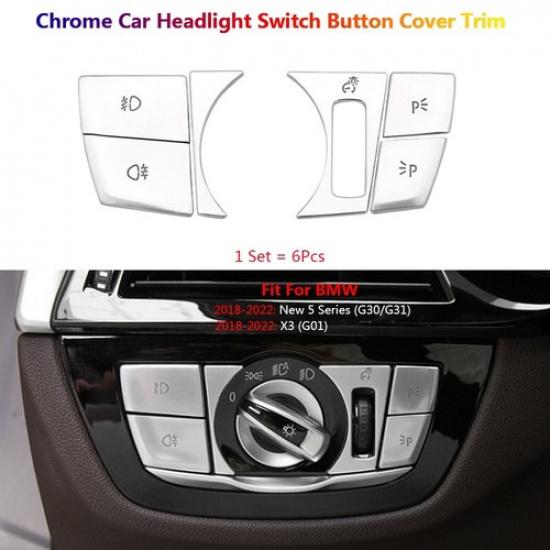 For BMW 5 Series X3 G30 G01 Car Interior LED Headlight Switch Button Cover Trims