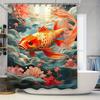 Colorful Goldfish Shower CurtainWaterproof Fabric Decor with Pink Flowers for Bathrooms Modern Home Decoration Accessories