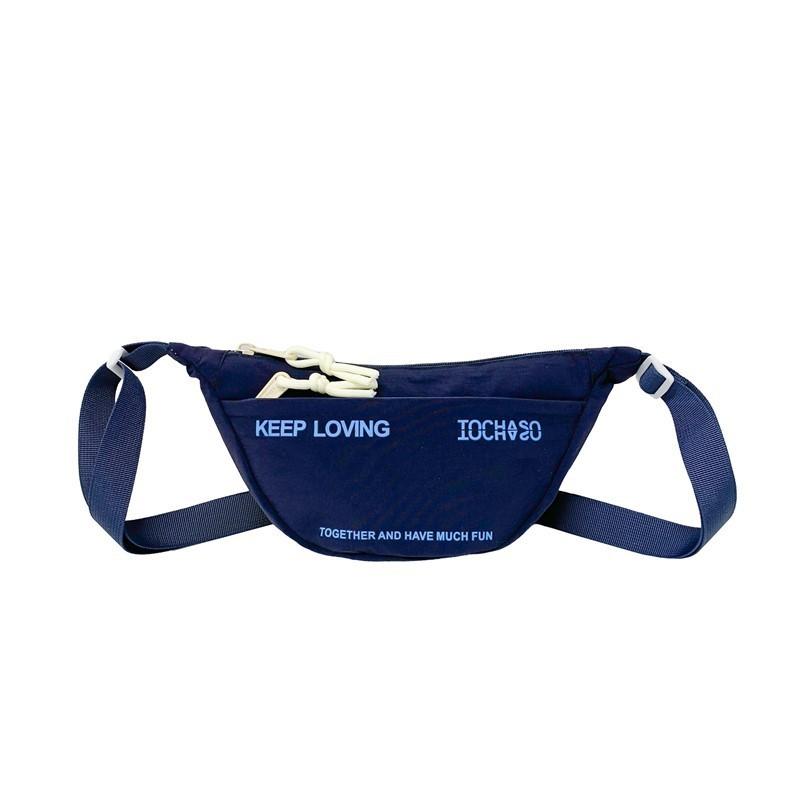 Blocked Color Simple Letter Printed Dumpling Shaped Children Bag Shoulder