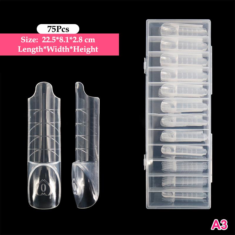 30/60/70/150Pcs Space Hollow French Crystal Extension 3D With Scale Nail Dual Forms Nail Mold Reusable UV Glue Nail Extension