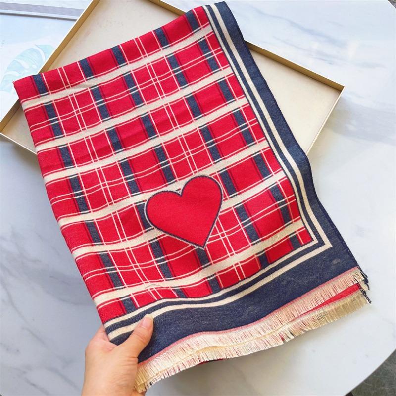 

New cute and sweet plaid scarf women s winter thickened holiday style photo imitation cashmere big red shawl 180x65cm