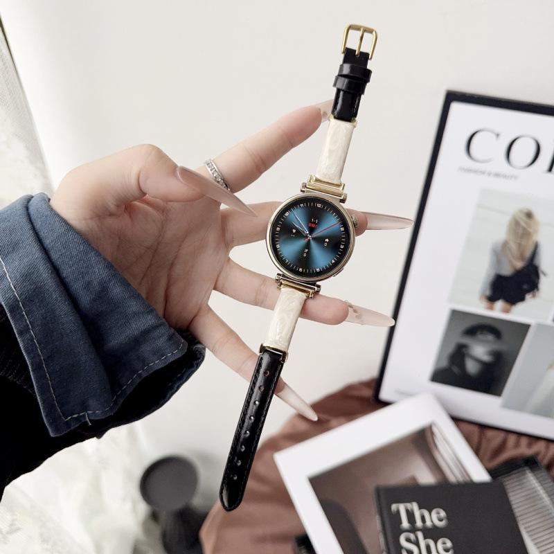 Compatible with Huawei GT6/5/4, Apple S11, Xiaomi 9 Pro - FIT4 Gilded Resin Leather Strap for Women