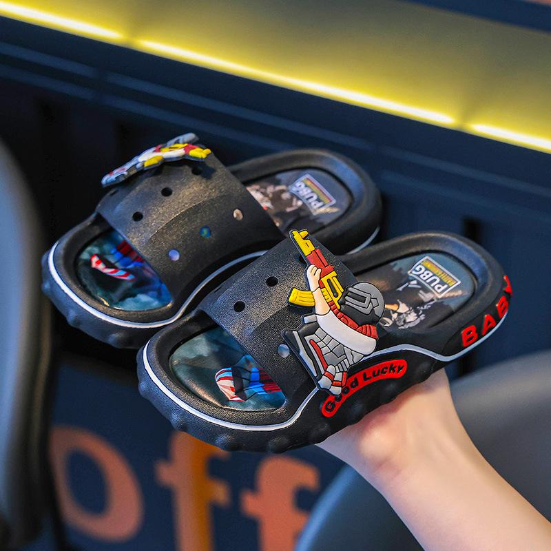 

Летние детские тапочки, Нескользящие детские тапочки для ванной, Шлепанцы для мальчиков 28-29 чёрный