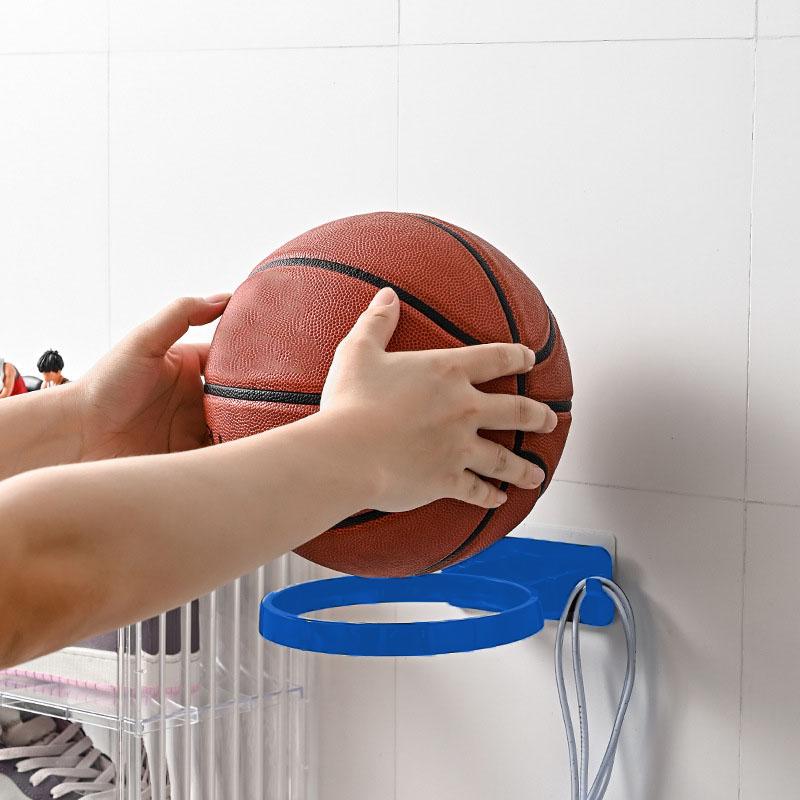 Soccer Ball Wall Mount Display Holder Plastic Football Storage Rack Basketball Supplies Blue