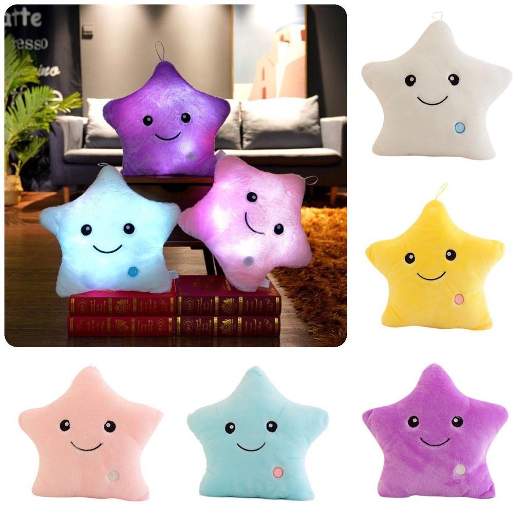 Luminous Glowing Led Colorful Stars Cushion Plush Toy Pillow For Kids' Rooms