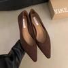 Retro buty damskie na niskim obcasie ze szpiczastym noskiem z płytkim wycięciem, buty na jeden pedał do dojazdów do pracy, nowe na wiosnę i jesień 2025, zamszowe, z temperamentem