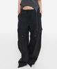 DNSR (W) Studded Nylon Curved Cargo Pants Black