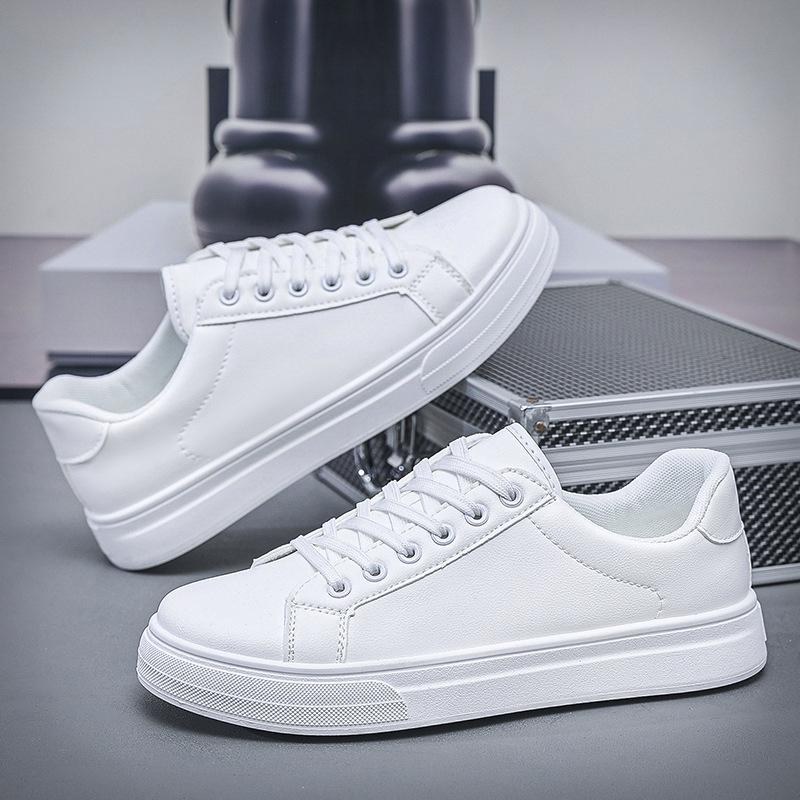 Spring White Leather Casual Shoes For Men High Quality Lace Up Flats Slip On Sneakers Men Shoes Black Lightweight Walking Shoes
