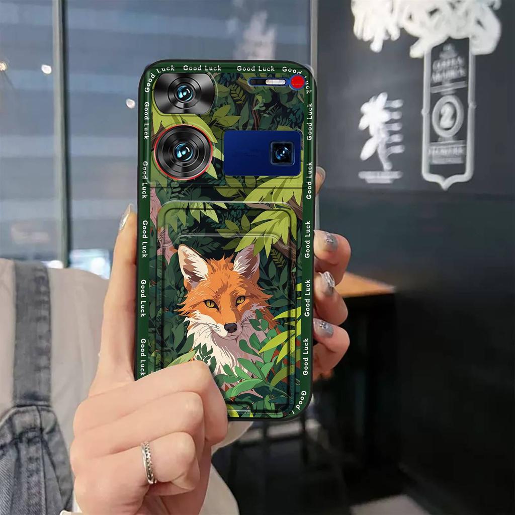 protective Back Cover Phone Case For ZTE Nubia Z60 Ultra TPU Cute Silicone Durable Card slot Soft case Card bag Graffiti