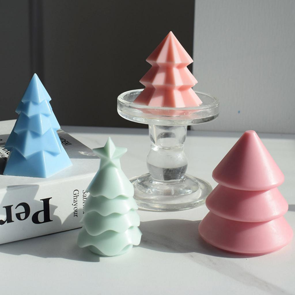 Polygonal Christmas Tree Snow Silicone Candle Mold DIY Snowman Soap Resin Crystal Making Chocolate Mould Christmas Decor Gift