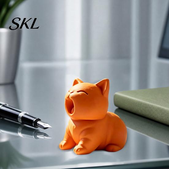 Handmade 3d Cat Sculpture 3D Printed Figurine, Cute Screaming Ornament, Creative Pet Tiny Display Figurine Kitten Desktop Decoration for Home