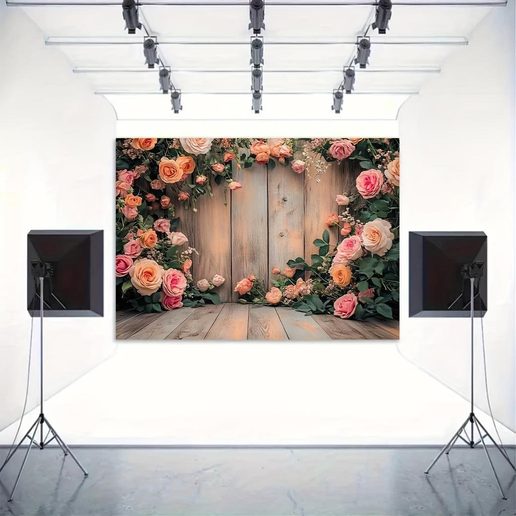 2D Plane, 1 Piece of Pink Flower Wooden Door, Romantic and Sweet Style, Used for Home Decoration and Parties