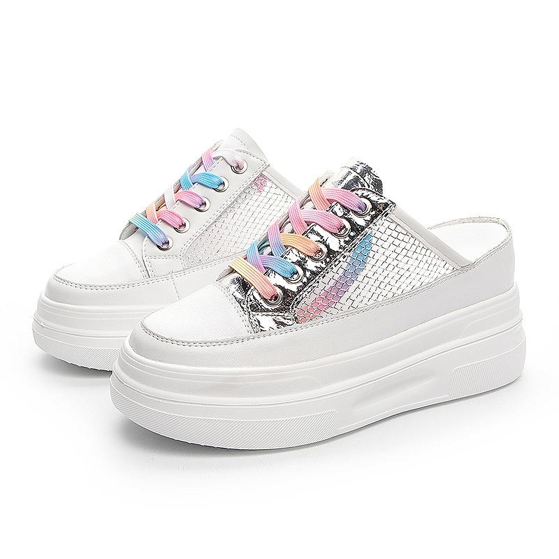 Baotou Half Slippers Women Wear Mesh, Breathable Thick-soled Sports and Leisure Shoes, Small White Shoes Women's Foam Soles Are Light and Comfortable