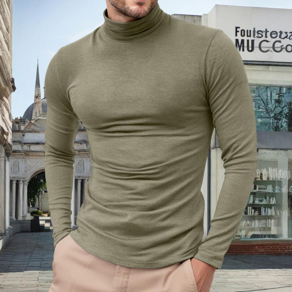 Mens Lightweight Slim Fit Turtleneck Pullover Casual Long Sleeve