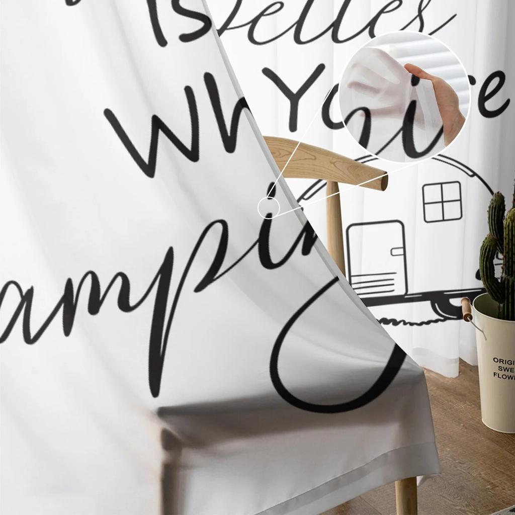 Camping Camper Mountain Stars Moon Tyll Gardiner för vardagsrum Kök Sovrum Skir Tyll för café Hotell Modern heminredning