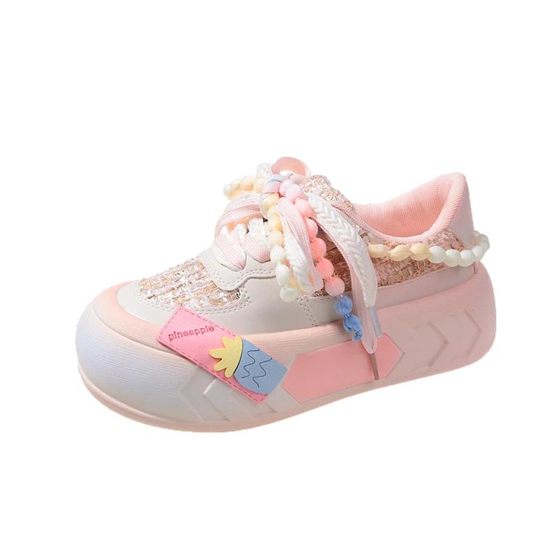 Fashion Ladies Shoes hot Sale 2025 New Fashion Round Toe Lace Up Women's Vulcanized Shoes Spring Flat Outdoor Breathable Women Sneakers