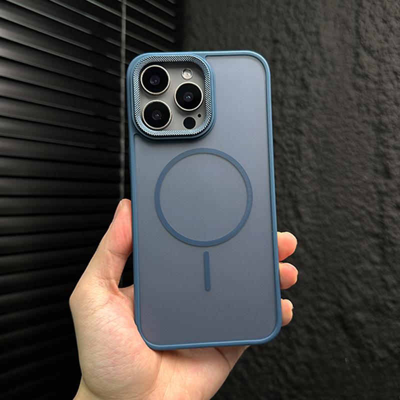 Luxury Metal Camera Ring Protection For Magsafe Case for iPhone 16 16E 15 14 Plus 13 12 11 Pro Max Matte Shockproof Bumper Cover