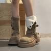 Two Wear Thin Thick-soled Heightening Martin Boots, the New Velvet Warm and Thin Small Short Boots In the Winter of This Year
