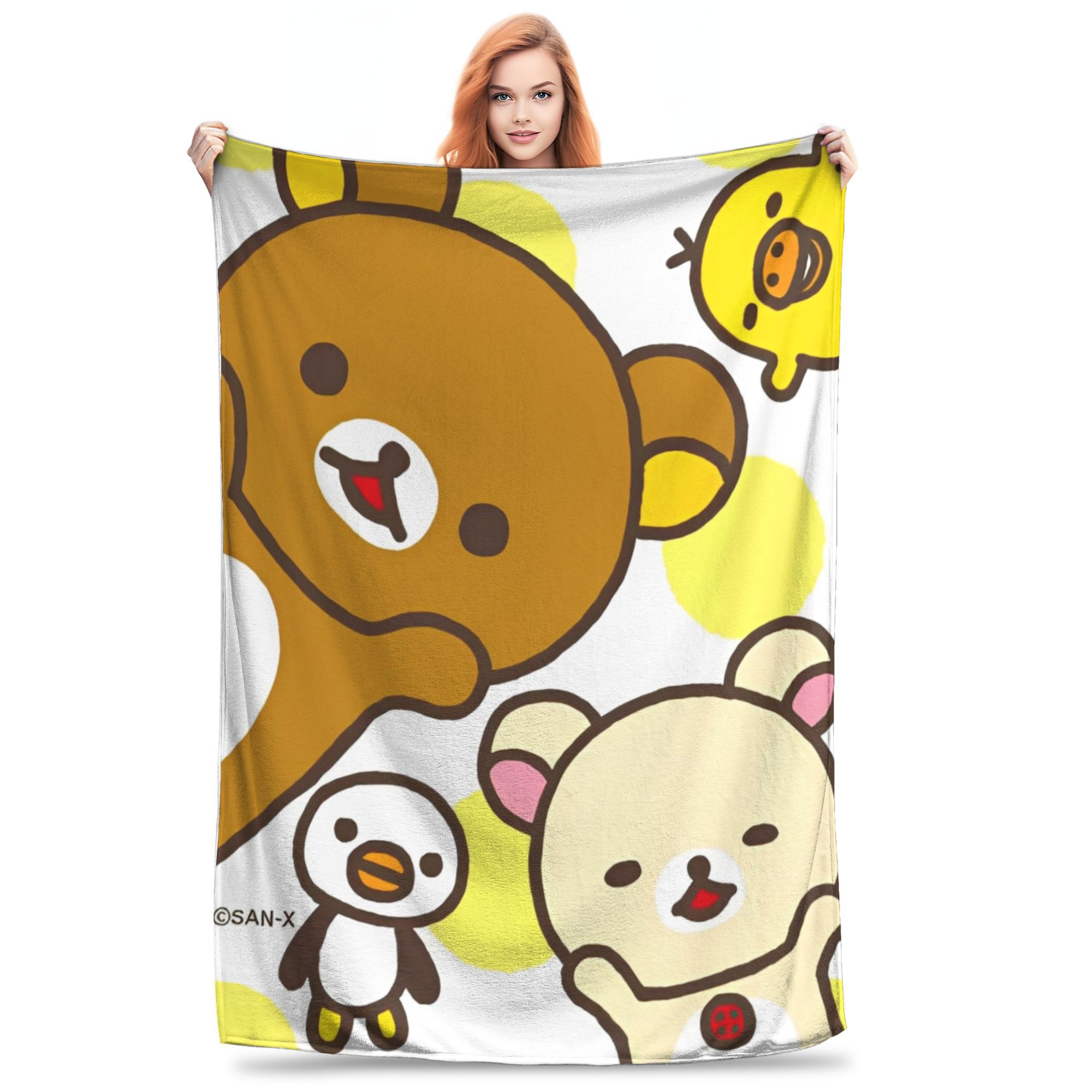 Super Soft Rilakkuma bear Throw Blanket Premium Flannel Fleece Lightweight Bed Blanket Cozy Plush Blankets All Season Use Size: 75*100cm, Weight: 230 GSM