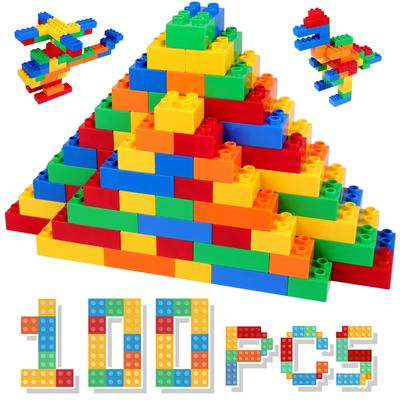 WYSWYG 100 Pieces 5 Colors Large Blocks Toy Compatible Building Blocks Toys Basic Blocks Set Educational Toys for Toddlers - -