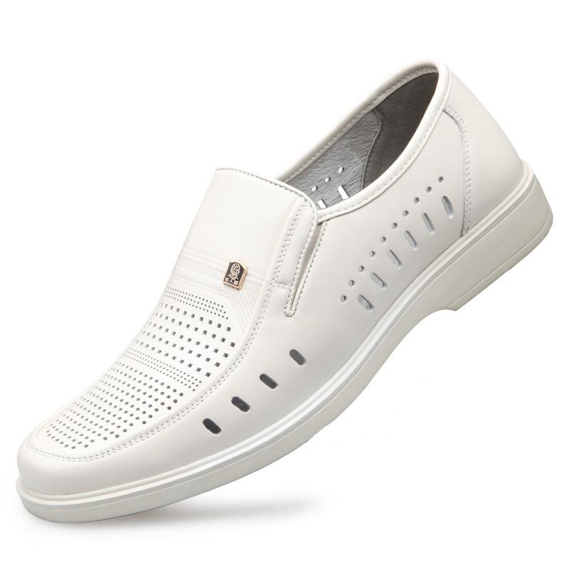 Old Man Head Men's Business Men's Cowhide Feet Breathable Hollow Autumn New Casual Leather Shoes 75026