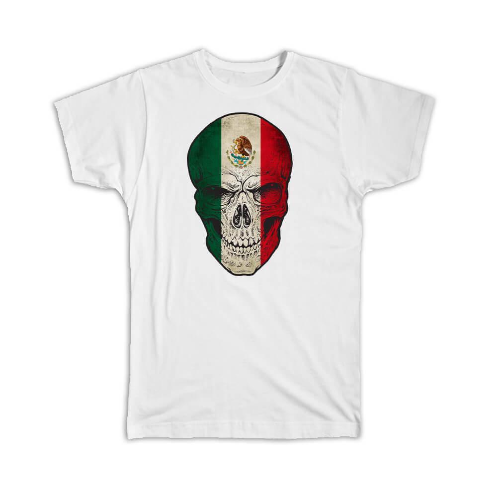 Gift T-Shirt : Mexico Flag Skull Mexican National Colors S