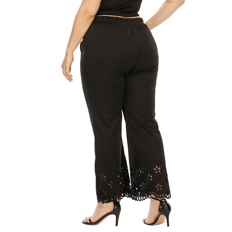 Spring and Autumn Women's Pants Hollow Straight High Waist Solid Color Casual Pants Large Size Women's Clothing