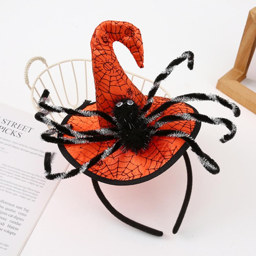 Spider Halloween Witch Hat Headband Sequin Cone Hat Hair Hoop Halloween Party Hair Band  Kids