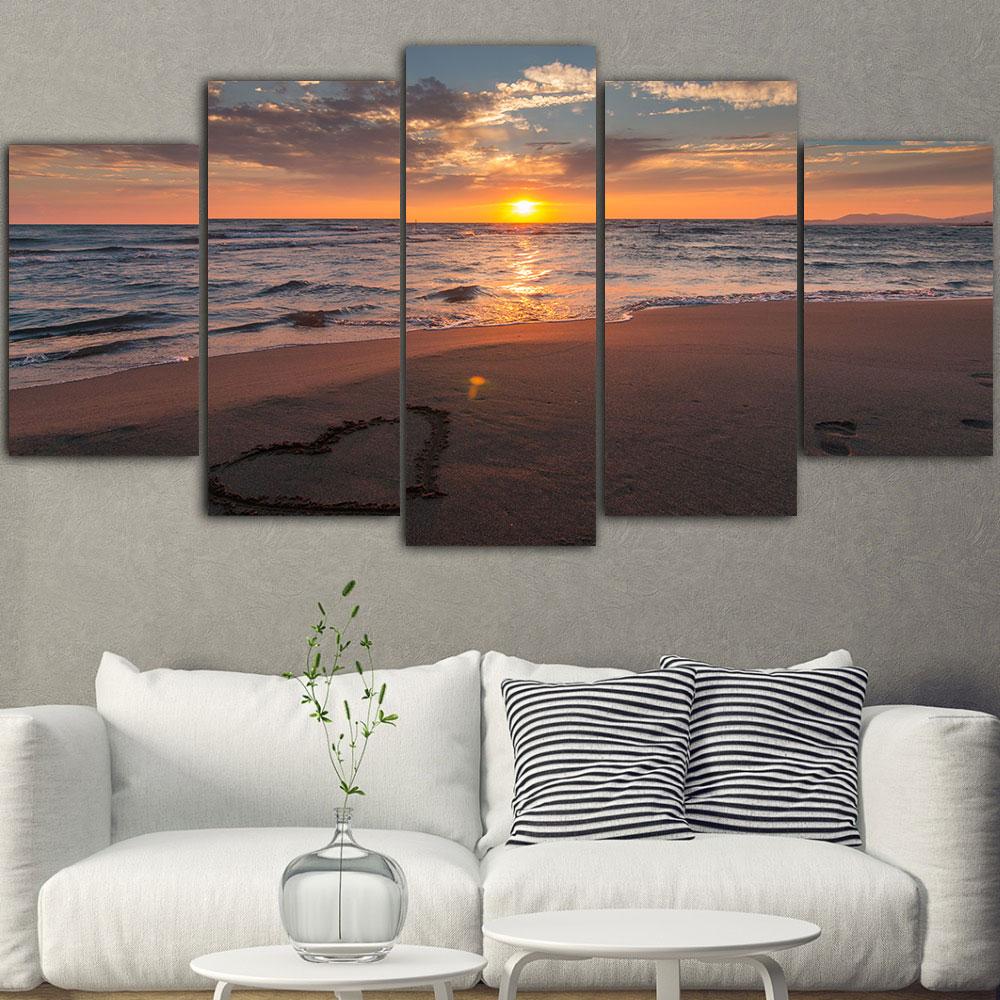 5pcs Seascape Wall Pictures Beach Sea Ocean Canvas Painting Wall Art Landscape Posters Prints for Living Room Decor No Frame