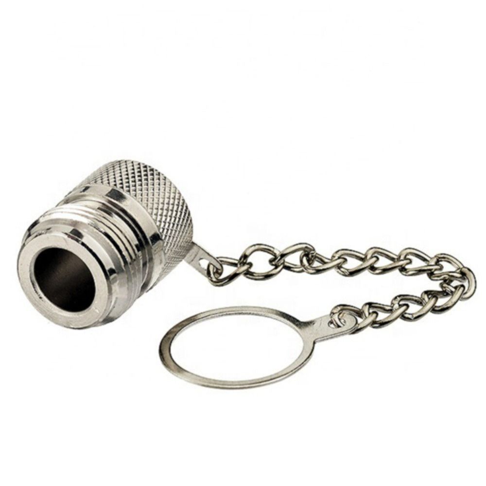 Metal Construction RF Coaxial Connector With Chain Anti-Loss Design N-Type Connector Female Head Male Plug Dust Cap