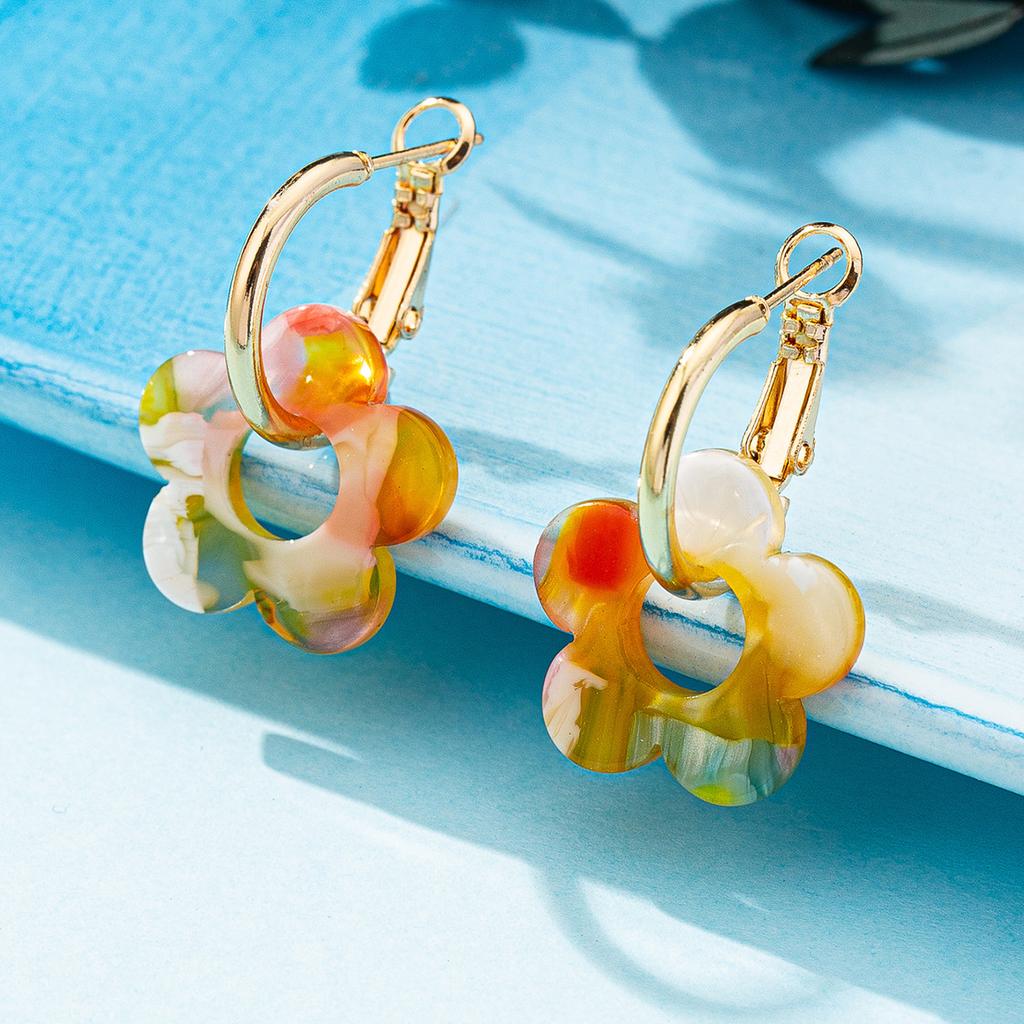 Fashion Exaggerated Flower Earrings Women'S Niche Design Sense Color Temperament Elegant Versatile Earrings