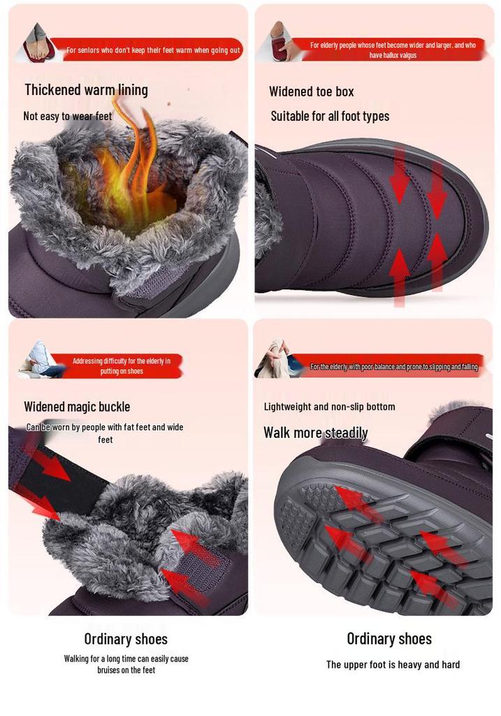 Men's Winter Non-Slip Sports Dad Shoes - Thickened Velvet Lining, Snow Boots for Seniors, Large Sizes Available