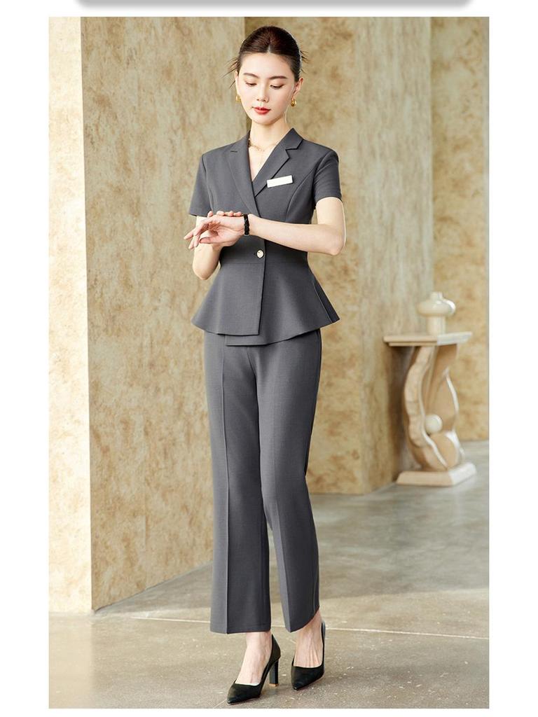 Women's Elegant Summer Suit Set - Formal Office & Hotel Wear, Professional Jewelry Store Attire