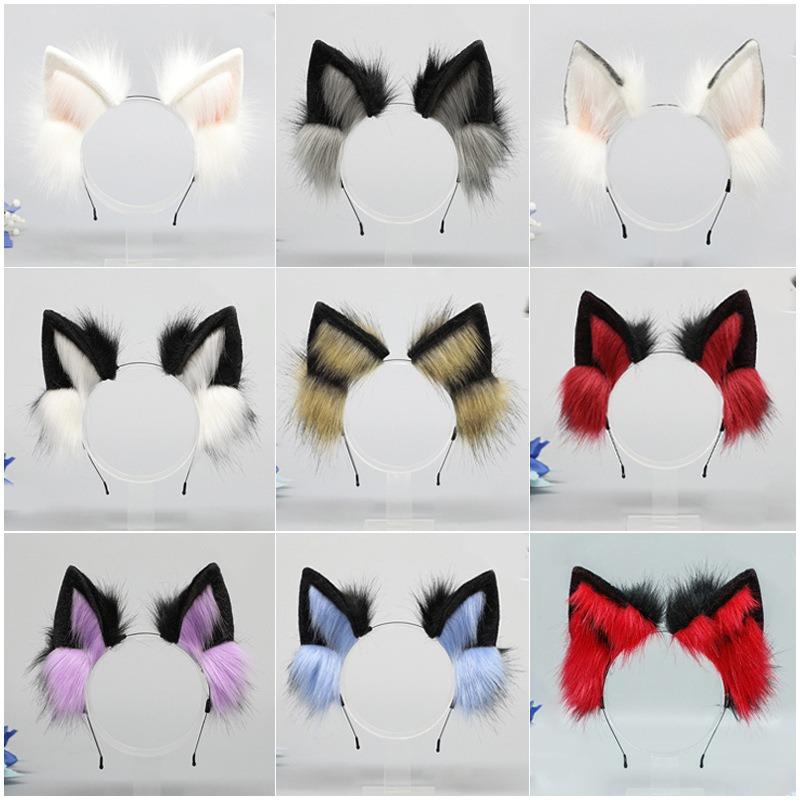 Wolf tail cos props simulation beast ear headband cute plush dress up accessories wolf lone wolf headband headdress
