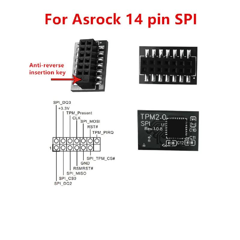 

Плата модуля безпеки TPM 2.0 для материнської плати Asrock з 14-контактним SPI для Windows 11