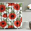 Roter Mohn Duschvorhang Badezimmer Dekor Blumendruck Wasserdicht Waschbar Modern Shabby Chic Heimdekoration 72X84 (Weißer Hintergr