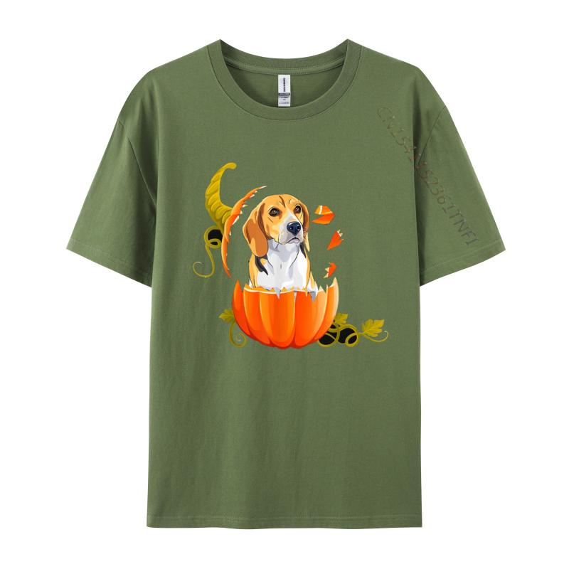 Beagle Pumpkin Halloween Ghost Tshirt Men T Shirts Birthday Gift Tops Cotton TShirt Happy Halloween Tshirt