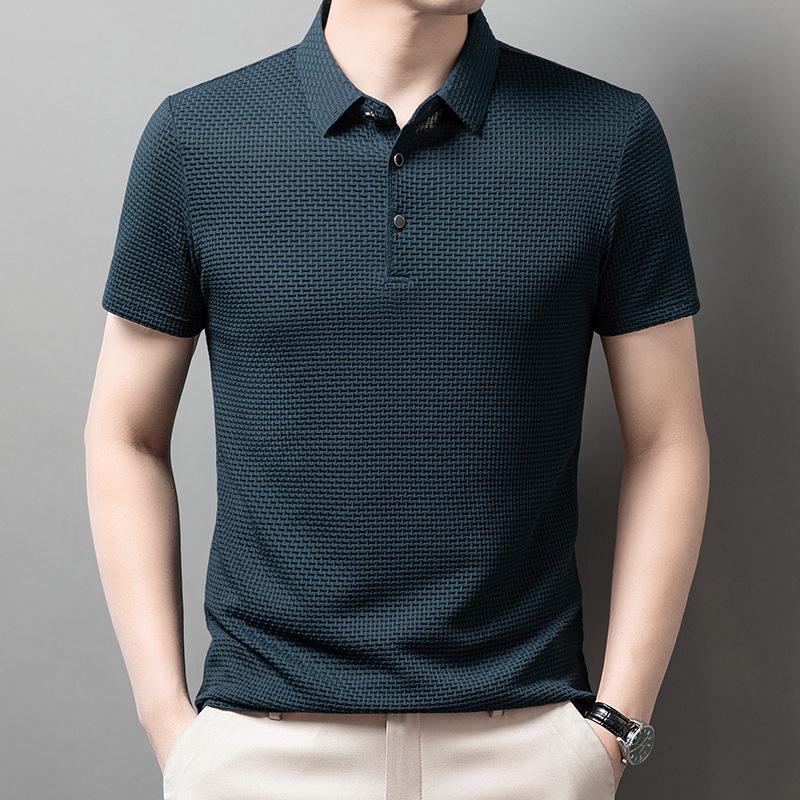 Men's Summer Casual Ice Silk Lapel T-shirt - Breathable, Thin, and Versatile