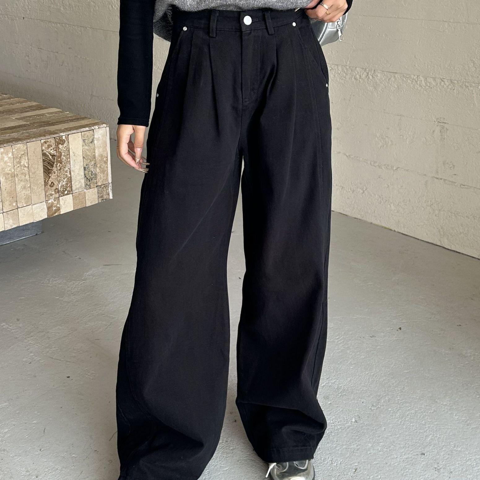 

Women s Winter 2026 High-Waisted Wide-Leg Denim Pants - Loose, Slimming, Floor-Length S (90-105 jin)