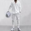 2Pcs/Set Men Sportswear Suit V-Neck Long Sleeve Tops Elastic Drawstring Waist Sweatpants